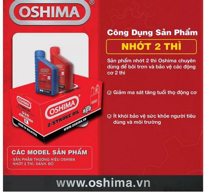 Nhớt 2 thì Oshima chai 500ml cho động cơ nổ, máy cắt cỏ, đầu kéo 2 thì