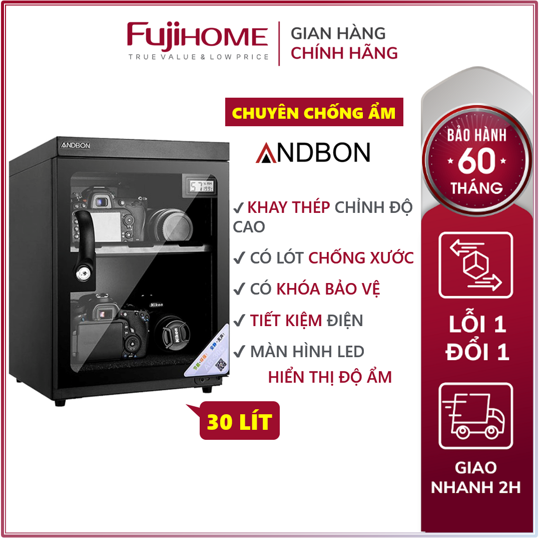 Tủ chống ẩm Andbon AB-30C 30 lít, màu đen, kích thước 310x395x290mm