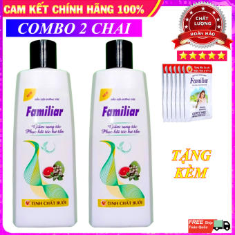 Combo 2 Chai Dầu Gội Familiar Tinh Chất Bưởi 250ml [TẶNG NGAY] 1 Dây Sữa Tắm Tinh Chất Sữa Dê Familiar 12 Gói 5 ml