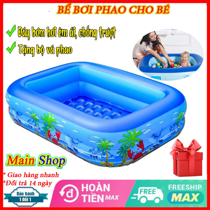 Bể bơi cho bé 2 tầng 1m20 màu xanh loại dày - hồ bơi, hồ bơi trẻ em, bể bơi phao, hồ bơi cho bé, ho boi cho be, be boi cho be, phao bơi cho bé, phao tắm cho bé