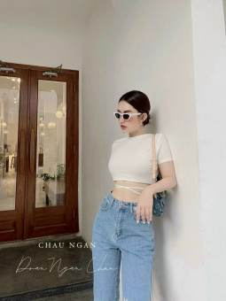Áo KIểu Tay Ngắn Có Dây Đan Chéo Eo Cá Tính Thời Trang Nữ. TTGR