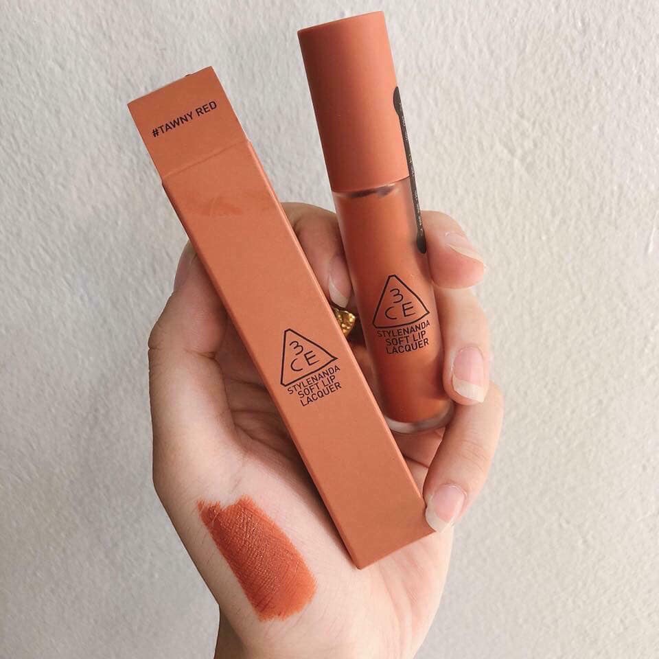 Cam kết chuẩn auth- son kem lì 3ce soft lip lacquer #tawny red