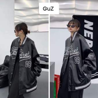 Áo khoác nỉ bomber chữ FEI tay da thiết kế cúc bấm form rộng unisex màu đen cool ngầu GUZ