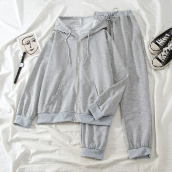 Bộ Nỉ Nữ Kéo Khóa Dài Tay Có Mũ Kèm Quần Dài Nỉ Ulzzang Thời Trang JayS QA NU 024