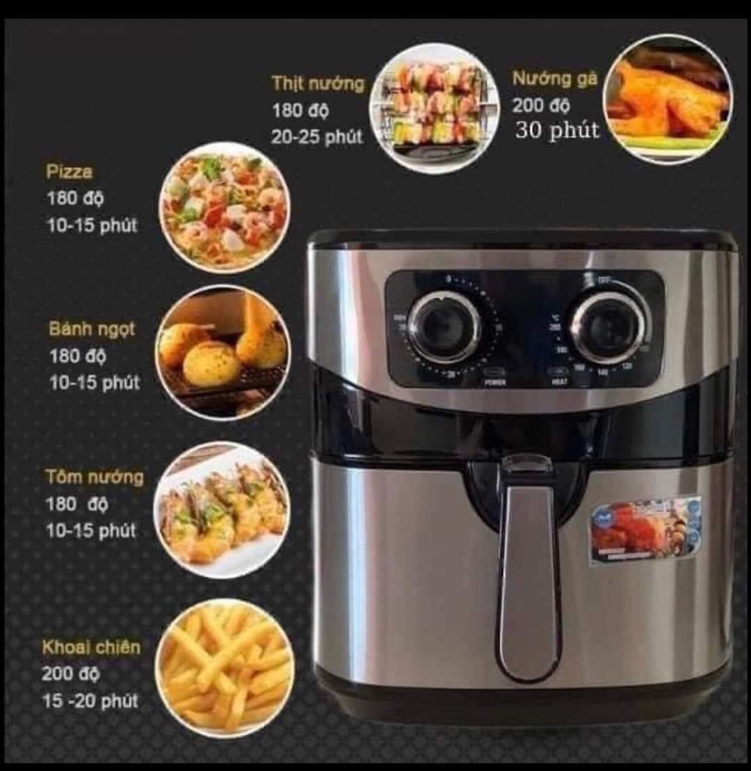 nồi chiên không dầu Sharp10,2 lít, tặng 1 kẹp đĩa nóng và 1 chổi quét dầu silicol