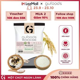 Gạo hữu cơ Japonica GUfoods (túi 1kg) - Ăn dặm cho bé, Làm sushi / cơm cuộn, Dẻo ngọt ngon cơm, Nguyên liệu organic