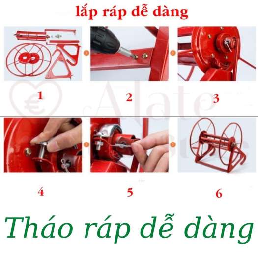 Khung rulo cuộn dây rửa xe cao áp, dây điện, cáp, internet, dây thùng, cáp quang từ 50 đến 500m có chống xoắn, móc treo thùng xe, cấu tạo bằng kim loại bảo hành 6 tháng Alate store