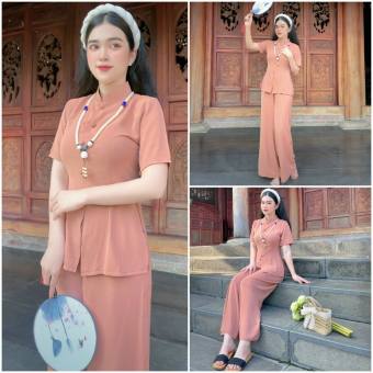 Đồ Lam Đi Chùa #Mẫu quý cô lụa phi yến# Quần Áo Nữ