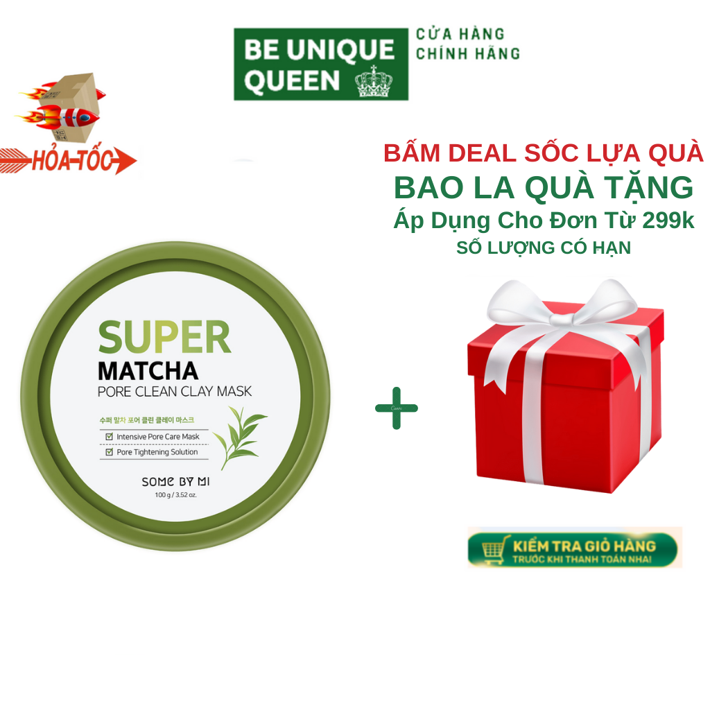 Mặt nạ đất sét trà xanh some by mi làm sạch lỗ chân lông 100g - some by mi super matcha pore clean clay mask
