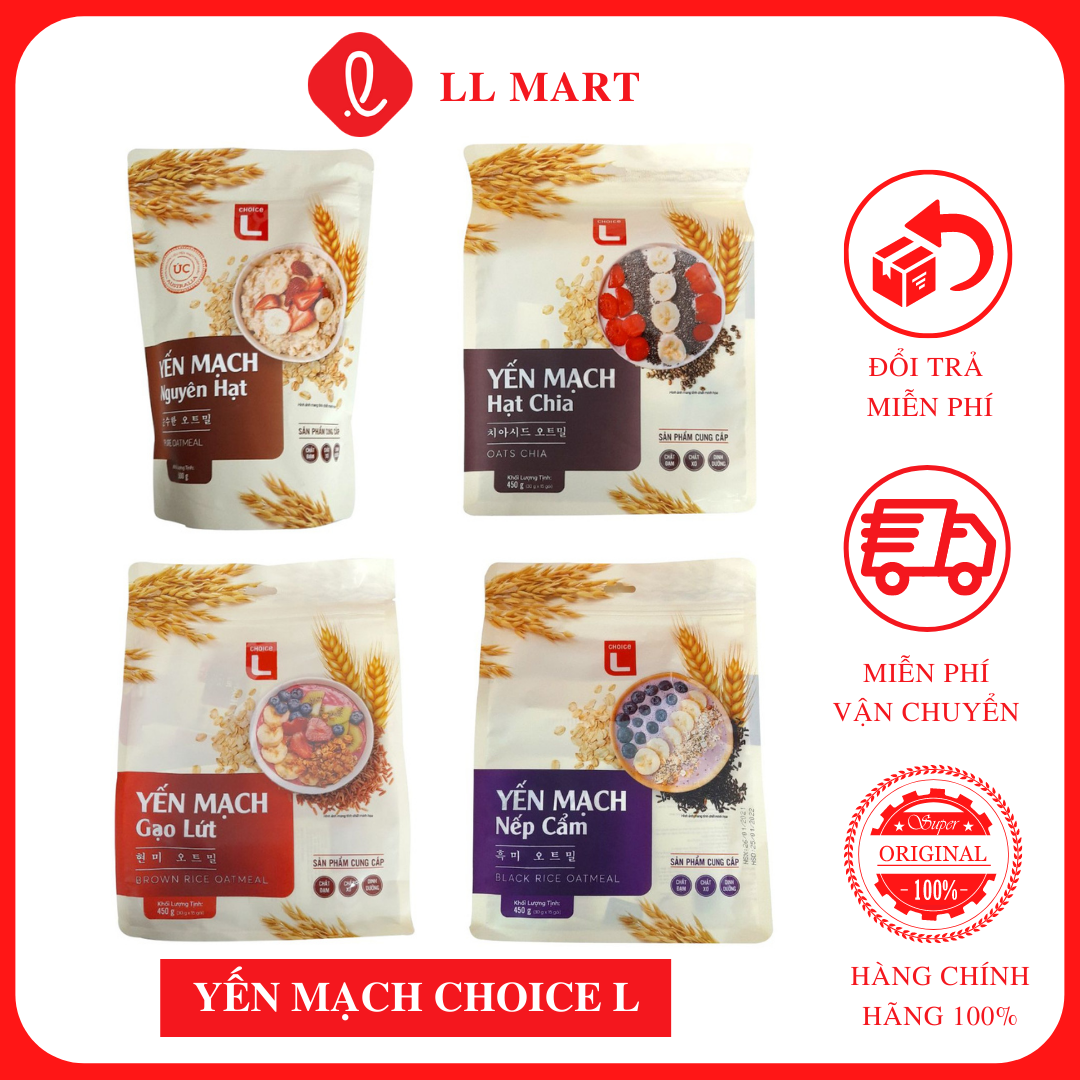 Yến mạch choice l nguyên hạt/gạo lứt/nếp cẩm/hạt chia 450g