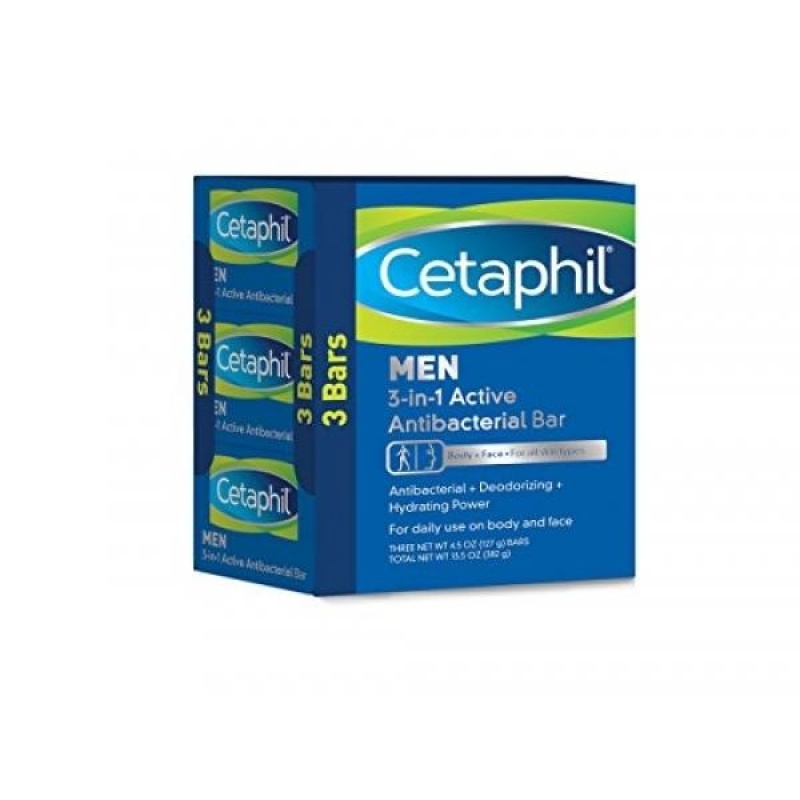 Buy Cetaphil Men 3-in-1 Active Antibacterial Bars, 13.5 Ounce - intl Singapore