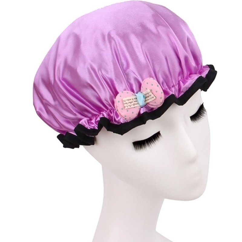 Buy Children Girls Satin Waterproof Thicken Double Layers Elastic Band
Hair Bath Cap Shower Spa Hat with Bow Purple (Intl) - intl Singapore