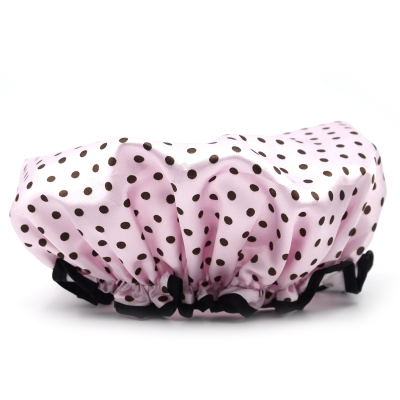 Buy EVA Polka Dot Pattern Waterproof Double Layers Elastic Band Hair
Bath Cap Shower Hat Pink (Intl) Singapore