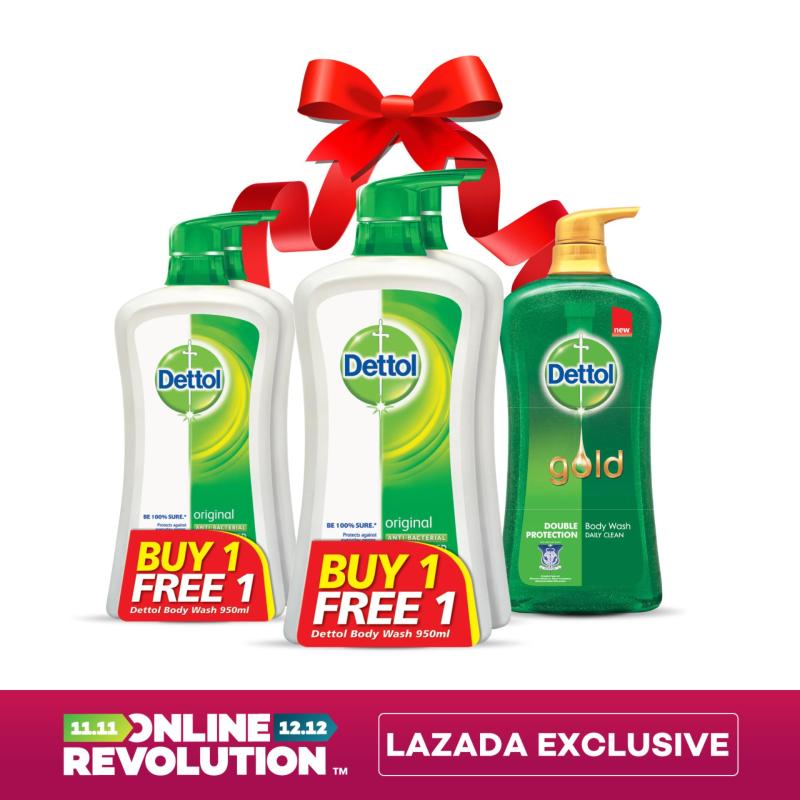 Buy Exclusive Online Revolution: Dettol Anti-Bacterial Shower Gel Original Twinpack 950ML x 2 (Bundle of 2) + FREE Dettol Gold Daily Clean Shower Gel 950ML Singapore
