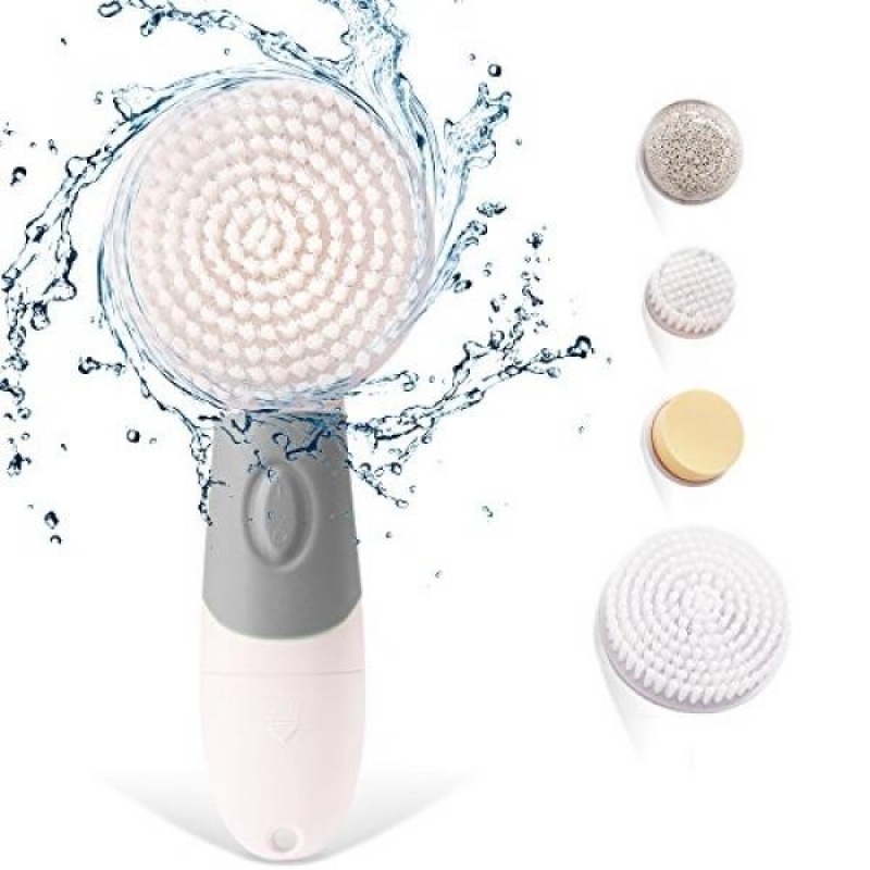 Buy Facial Cleansing Brush for Deep Skin Care Cleaning and Removing Acne,Dark Spots and Blackheads Exfoliating,Waterproof with 4 Spin Brush Heads Face Sponge and Pumice(Gray) - intl Singapore