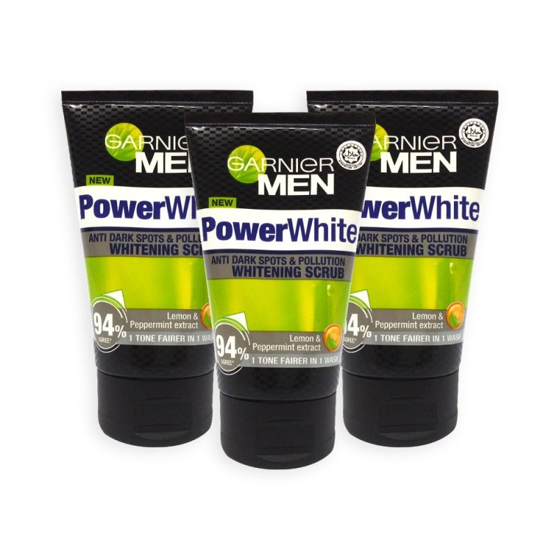Buy Garnier MEN Facial Scrub - Power White Anti Dark Spot and Pollution
Whitening 100ml x 3 Tubes - 6789 Singapore