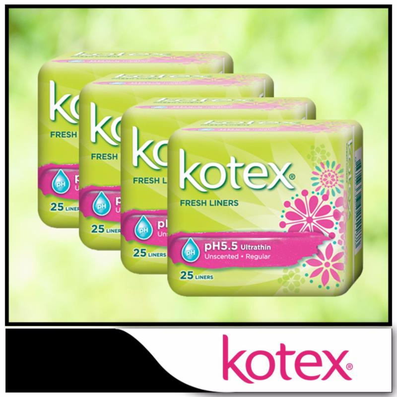 Buy Kotex Fresh Liners pH5.5 Ultrathin Unscented 25pcs x 4 packs Singapore