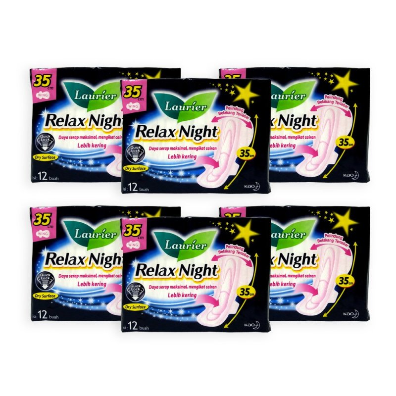 Buy Laurier Soft Care Relax Night Wing 35cm Sanitary Pads 12s x 6 Packs - 3094 Singapore