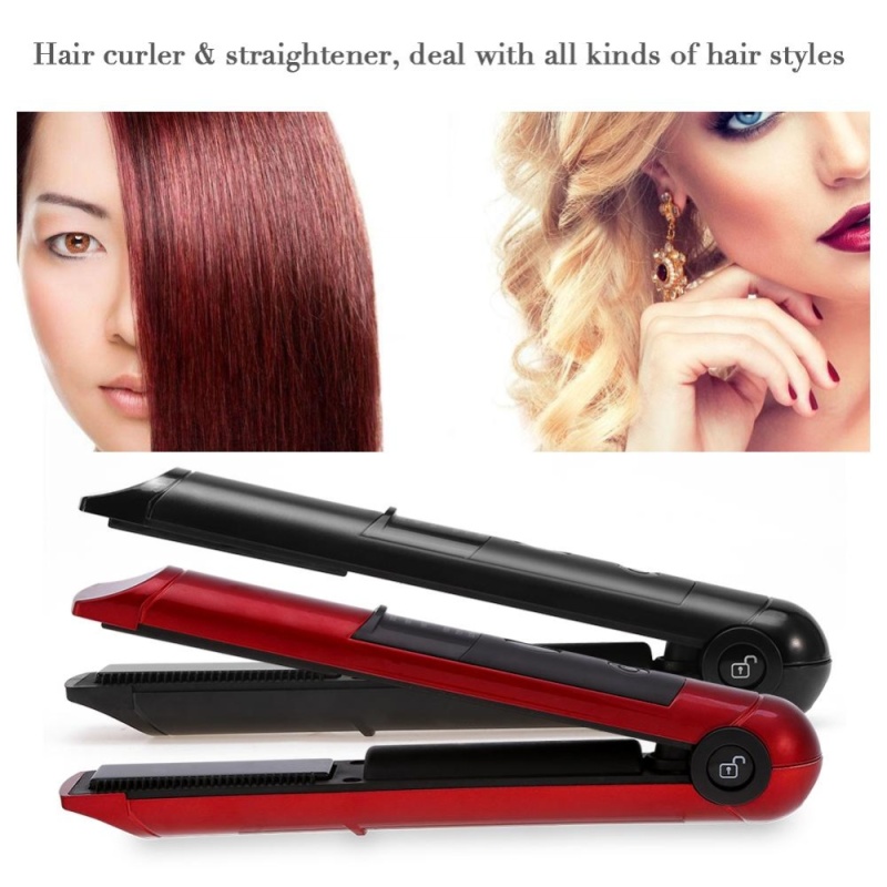 Buy Mini Rechargeable Cordless Hair Curler Straightener Hair Ironing Flat Irons (Black) - intl Singapore