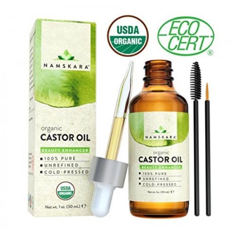 Buy Organic Castor Oil - USDA Certified Organic 100% Pure, Cold-Pressed, Extra-Virgin, Hexane-Free. Best Treatment For Eyelashes, Hair, Eyebrows & Skin - Boosts Growth Instantly - with Applicator Kit Singapore