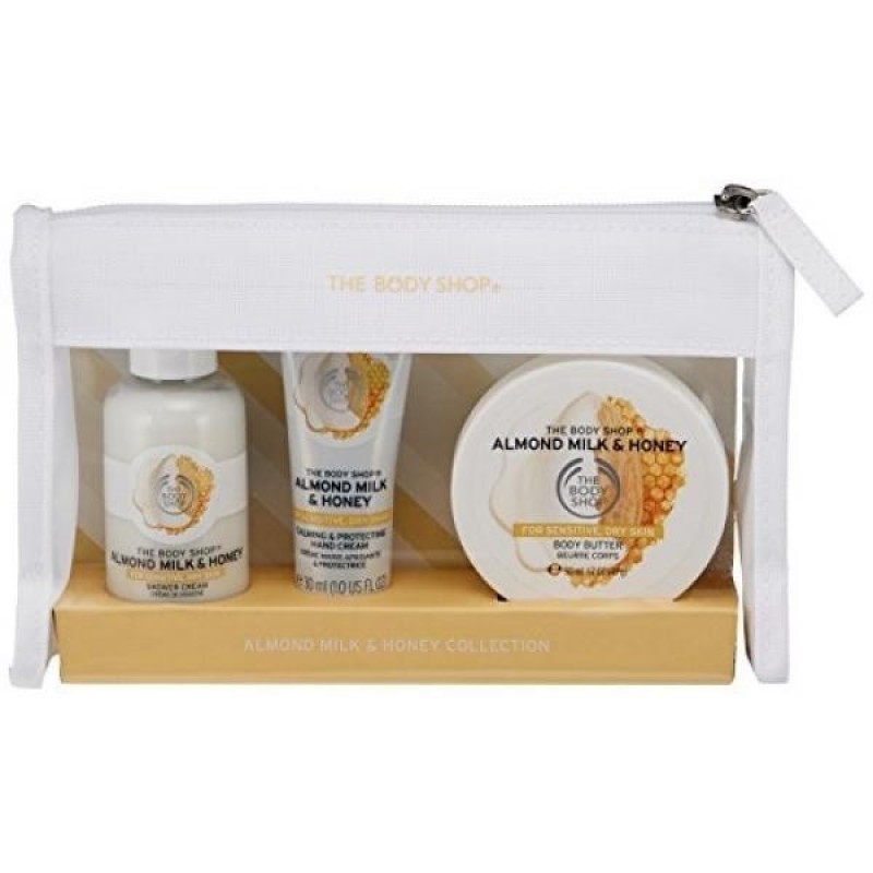 Buy The Body Shop Almond Milk and Honey Beauty Bag Gift Set, 3pc Bath and Body Gift Set, Dermatologically Tested for Dry, Sensitive Skin - intl Singapore