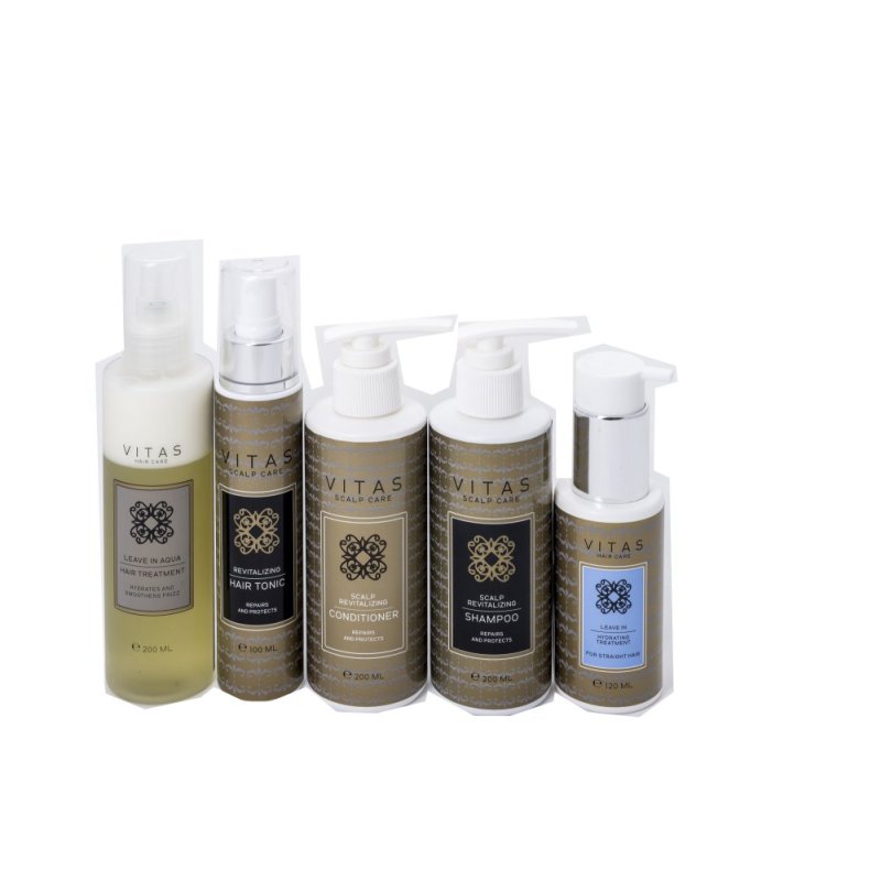 Buy Vitas Pro Scalp Revitalizing Shampoo & Conditioner - 200ml + Tonic & Leave-in Aqua & Hydrating Hair Treatment - Straight Hair Singapore