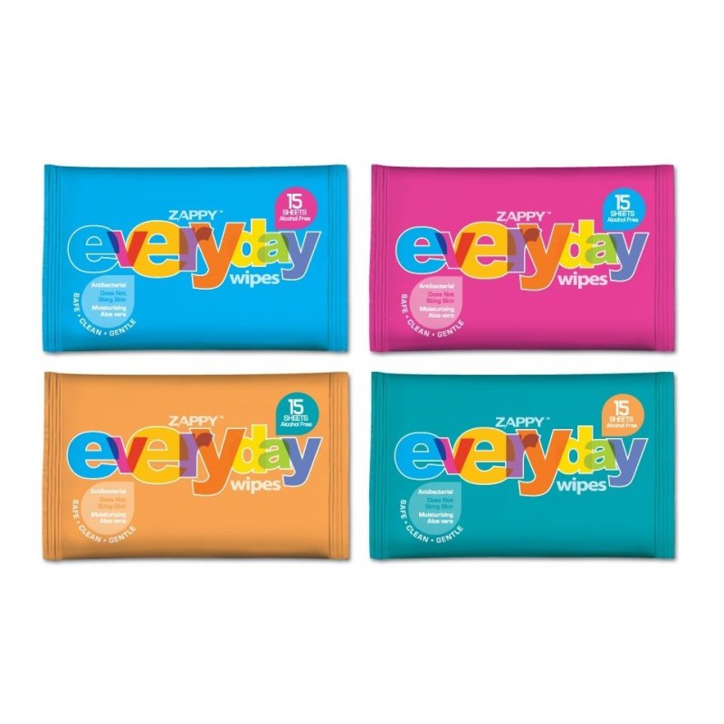 Buy Zappy Everyday Antibacterial Wet Wipes 15s (36 Packets) Singapore