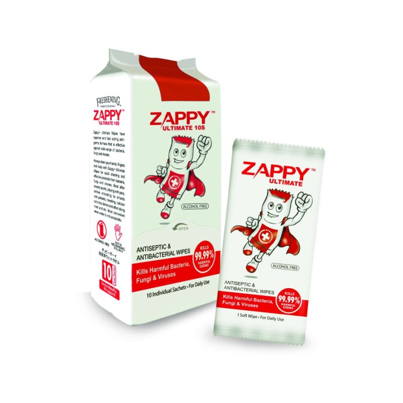 Buy Zappy Ultimate Antiseptic Wet Wipes 10s (15 Packets) Singapore