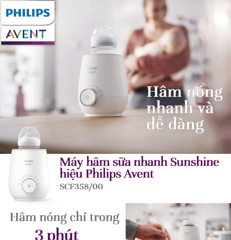 Máy hâm sữa và thức ăn Sunshine hiệu Philips Avent SCF358/00 (Hâm sữa nhanh):5246