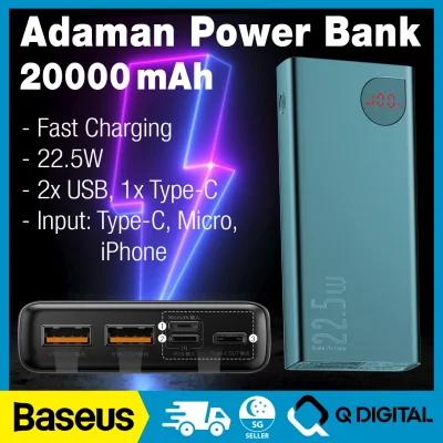 Baseus Adaman Metal 20000mAh Power Bank Portable Charger Fast Quick Charge LED Display Screen compatible with iPhone Huawei Samsung Xiaomi (2)