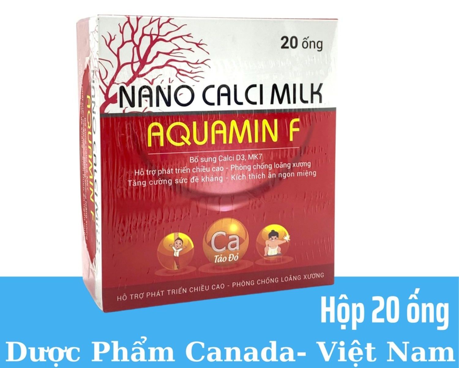 Nano Calci Milk Aquamin F - sữa non canxi từ tảo biển đỏ-vỉ 5 ống x 10ml, hộp 4 vỉ