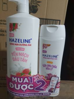 Sữa tắm Hazeline 1kg kẹp  chai sữa tắm 300g