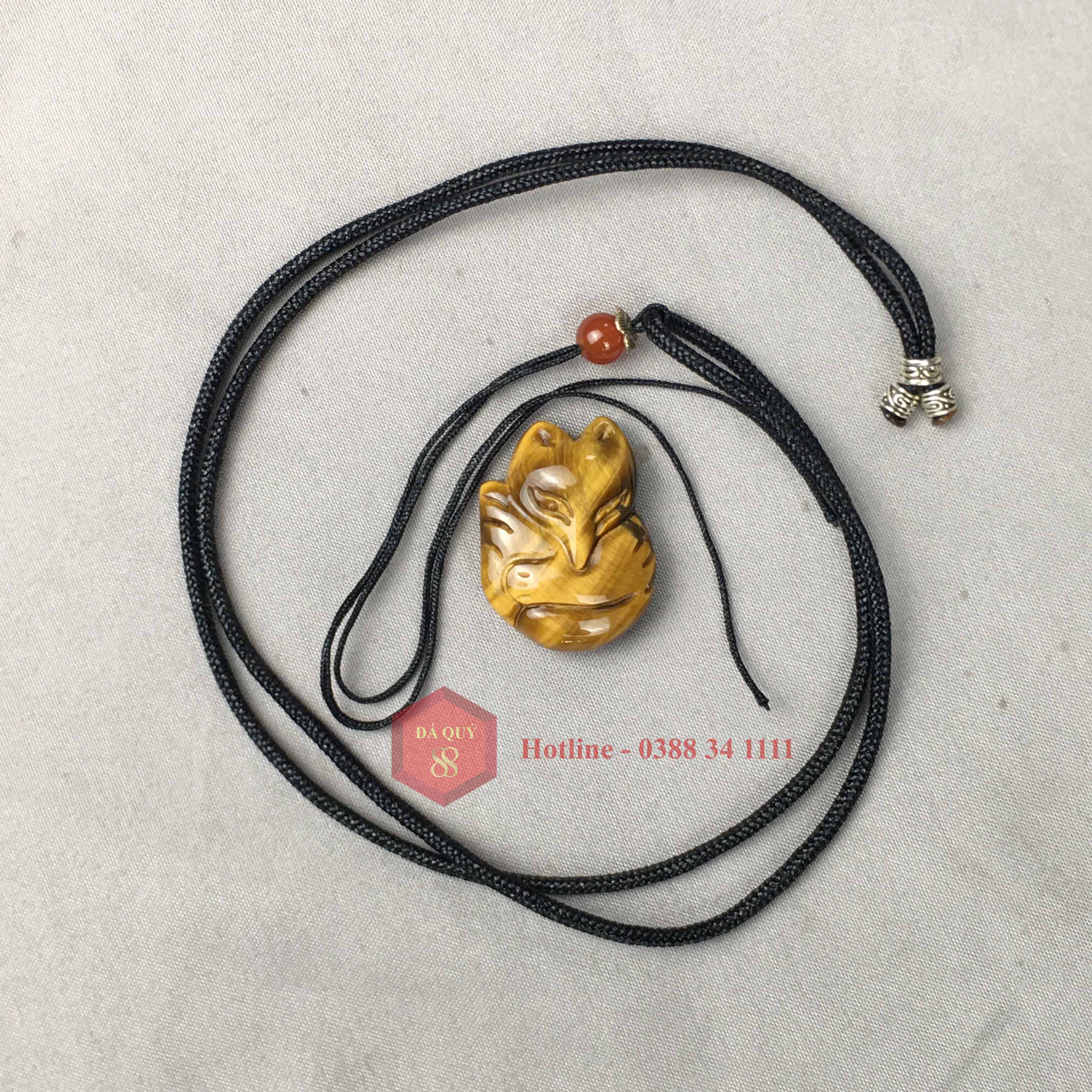 Dây Chuyền Hồ Ly Đá Thạch Anh Mắt Hổ Vàng Tự Nhiên, Hợp Mệnh Thổ, Kim