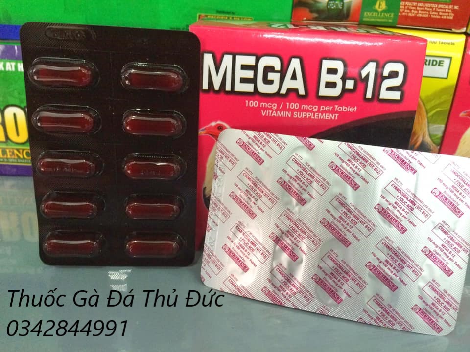 Mega B12 tăng lực, bổ máu dành cho gà đá 3 vỉ.