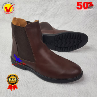 Chelsea Boot da bò màu nâu Giày bốt cao cổ nam bốt cổ ngắn nam da bò Giày Chelsea Boot Hàn Quốc Giày bốt nam da bò đẹp hàng hiệu giá rẻ C-18 màu nâu