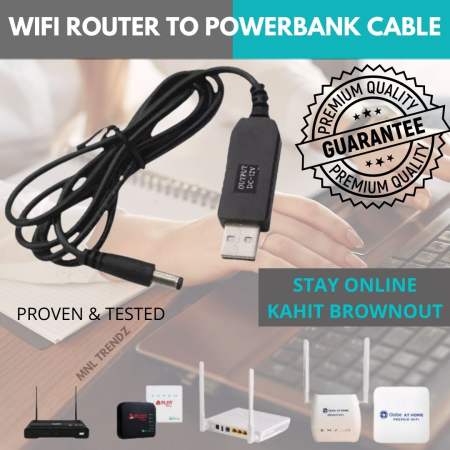 Mnl Trendz - Wifi Modem to Powerbank Cable Connector 5V to 12V Compatible with PLDT, Globe, Converge & Huawei