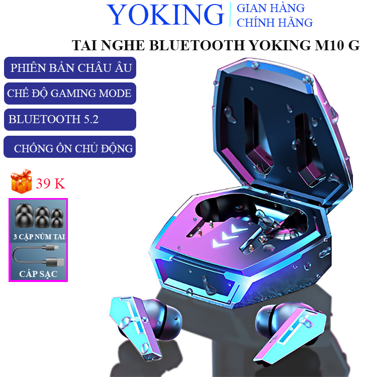 Tai Nghe Bluetooth gaming M10 Bản Nâng Cấp Pro Chip 5.2 Bluetooth Mạnh Mẽ Pin Cực Trâu Mic Đàm Thoại 2 Bên Hỗ Trợ Mọi Dòng Máy, Tai Phone Thể Thao Nhét Tai Không Dây M10