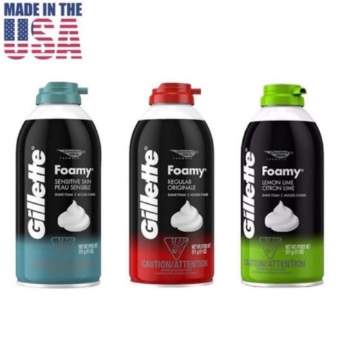 Kem Bọt Cạo Râu GILLETTE 311g Foamy Regular Originale, Lemon Lime Citron Lime, Sensitive Skin - Mỹ
