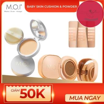 Combo Phấn phủ Baby Skin Powder MOI chính hãng & Phấn nước Baby skin Cushion M.O.I (MẪU MỚI)