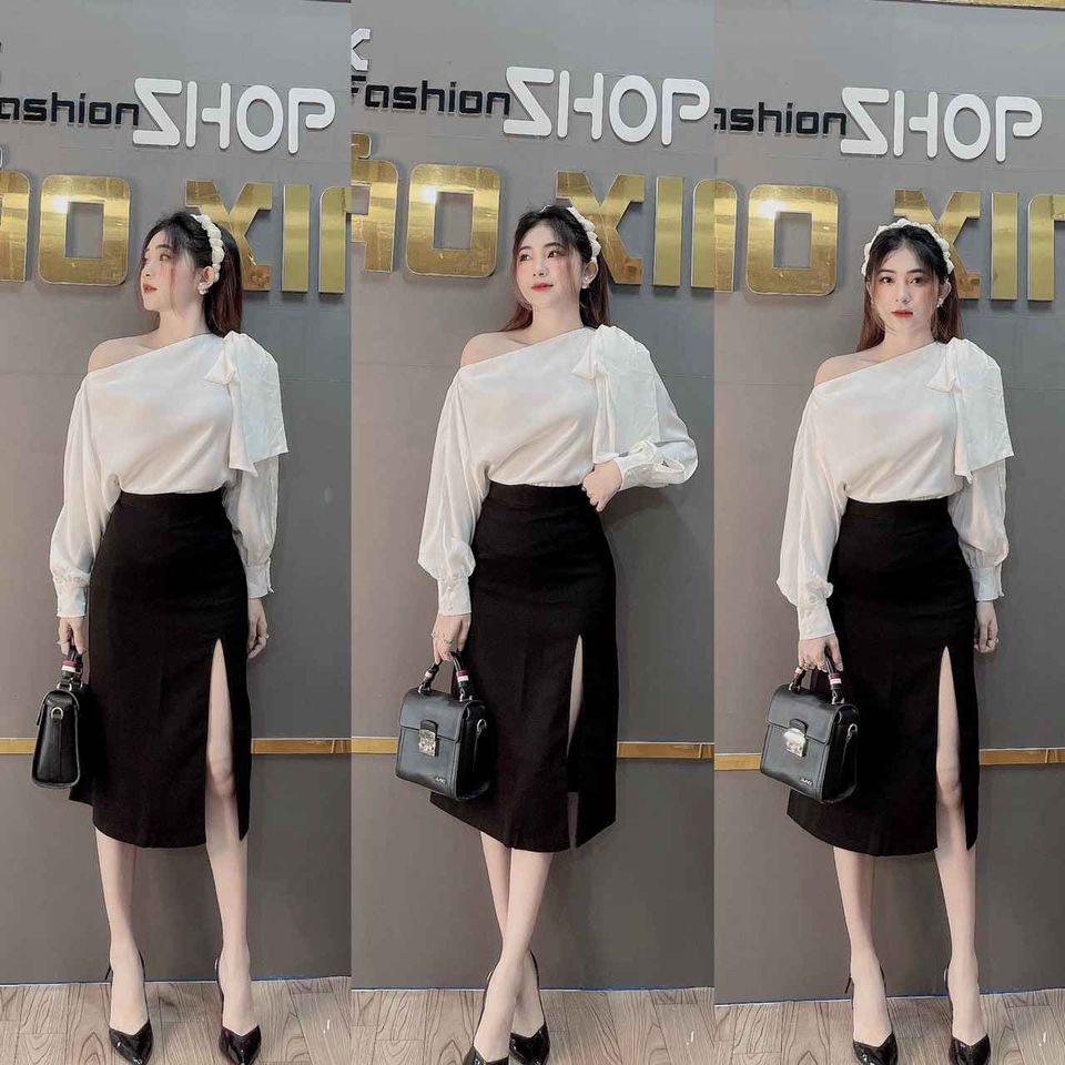 Chân Váy Dài Ulzzang Phong Cách Hàn Quốc, Chân Váy Chữ A Dài Xẻ Cạnh, chân váy dài xẻ cạnh