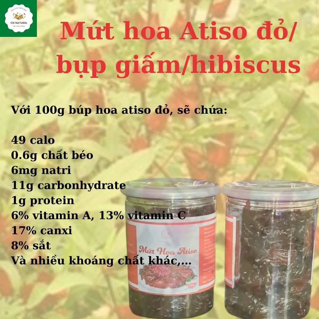 Free ship max Mứt atiso đỏ/bụp giấm/hibiscus hộp 300g hạt dinh dưỡng CN Natural