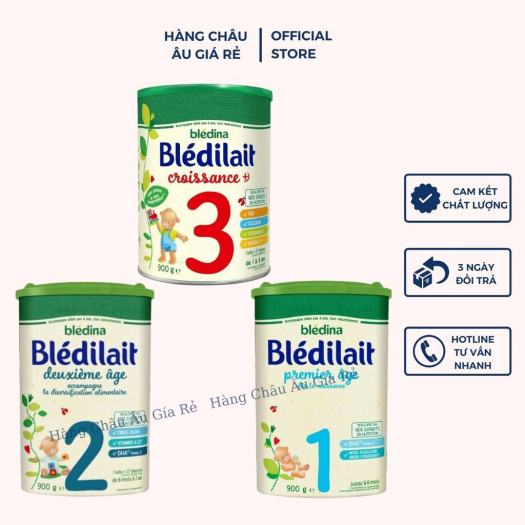 Sữa bột Bledilait Bledina Pháp số 1, 2, 3 900g giúp bé thông minh, trí tuệ phát triển