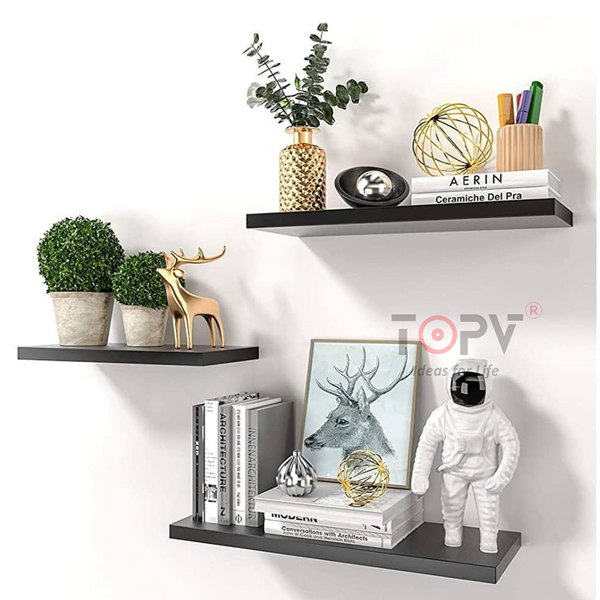 Kệ gỗ treo tường decor TopV giá trang trí thanh gỗ ngang gắn tường mini phòng khách phòng ngủ để cây cảnh