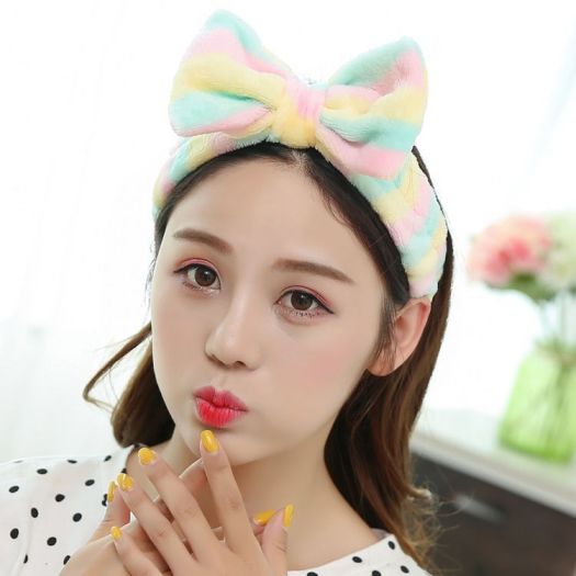 Băng đô rửa mặt cầu vồng, bờm tóc nữ siêu mềm mại
