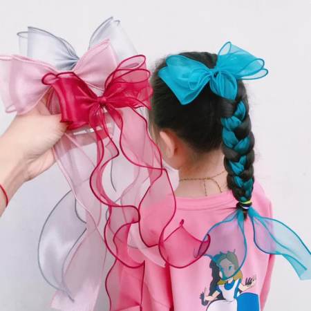 Bow Hair Tie Hair Rubber For Kids Girl Hair Ribbon Braid Hair Silk Scarf Hair Accessories For Kids