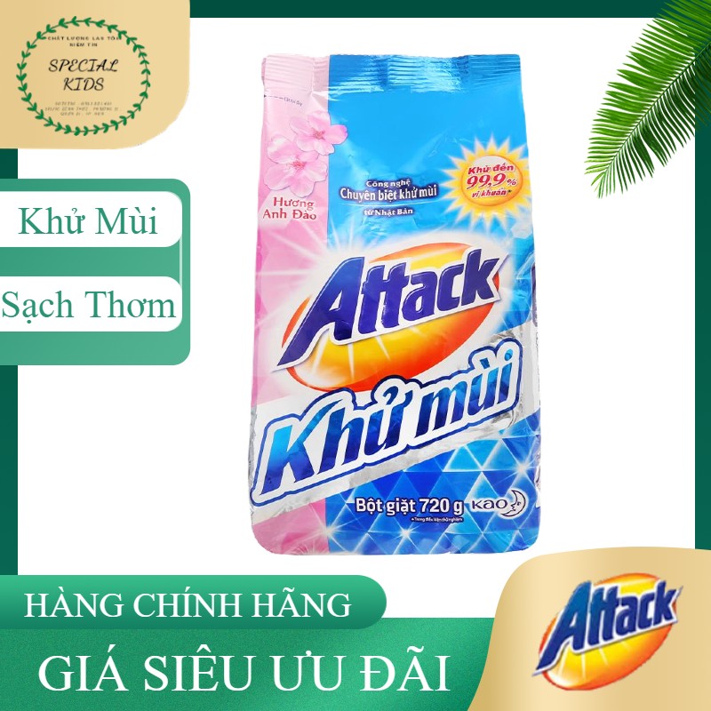 Combo 5 gói 720gr bột giặt attack thương hiệu nhật.