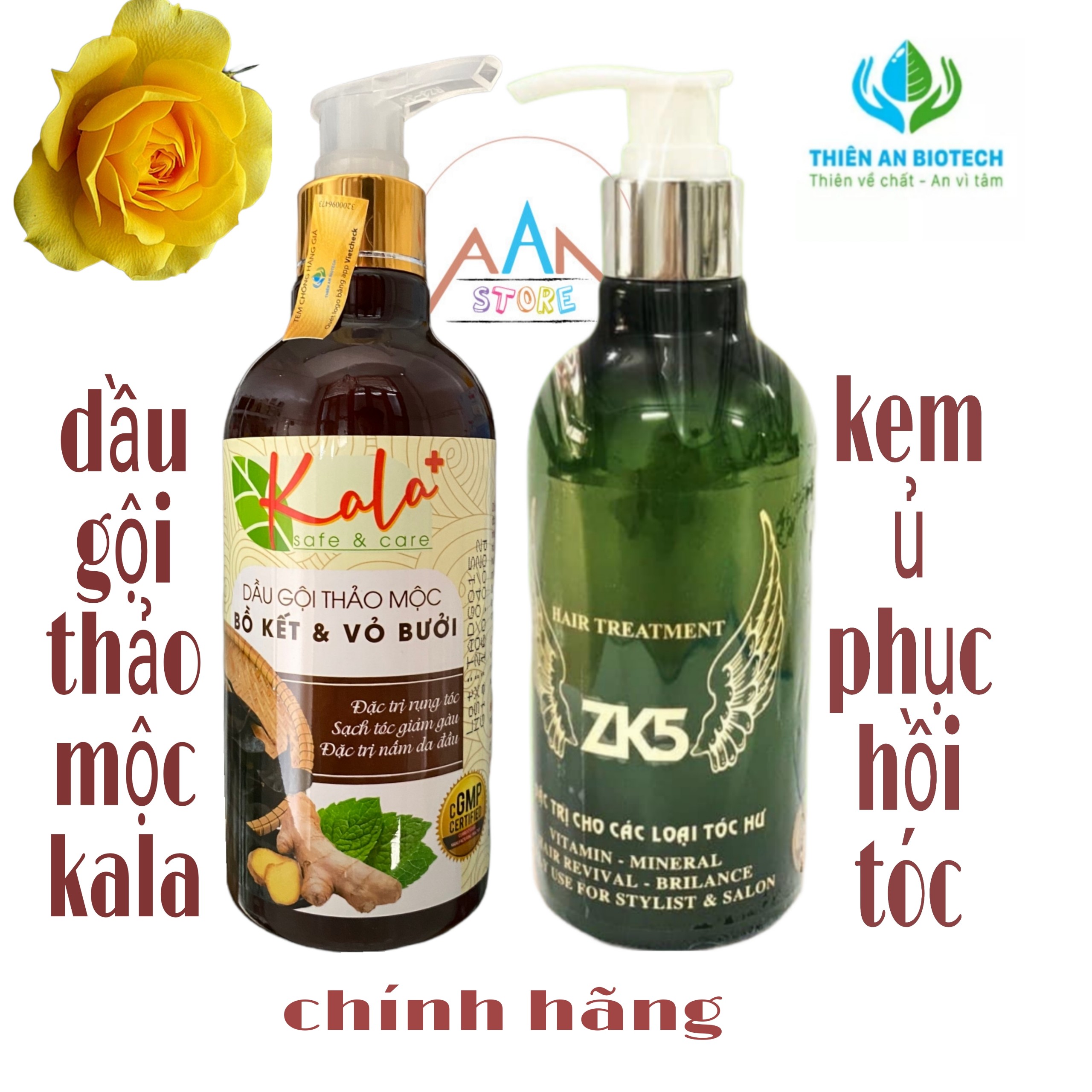 Dầu gội thảo mộc Kala vả kem ủ ZK5 phục hồi - kích thích mọc tóc chính hãng
