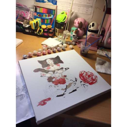 ∈¤ Tranh sơn dầu số hóa tự tô màu theo số - Bộ sưu tập tranh mèo con cute dễ thương Tranh hoạt hình thú cưng