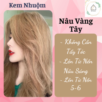 THUỐC NHUỘM TÓC MÀU NÂU VÀNG TÂY [TẶNG KÈM OXY + CHỤP TÓC + GĂNG TAY]