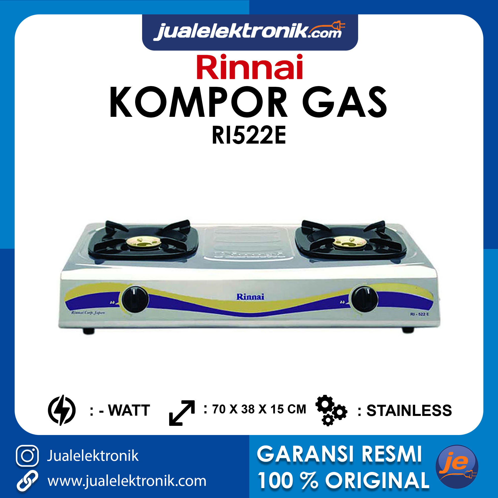 Rinnai Kompor Gas 2 Tungku RI-522E